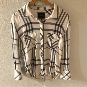 Free People x Rails Cadet Navy White Flannel Plaid